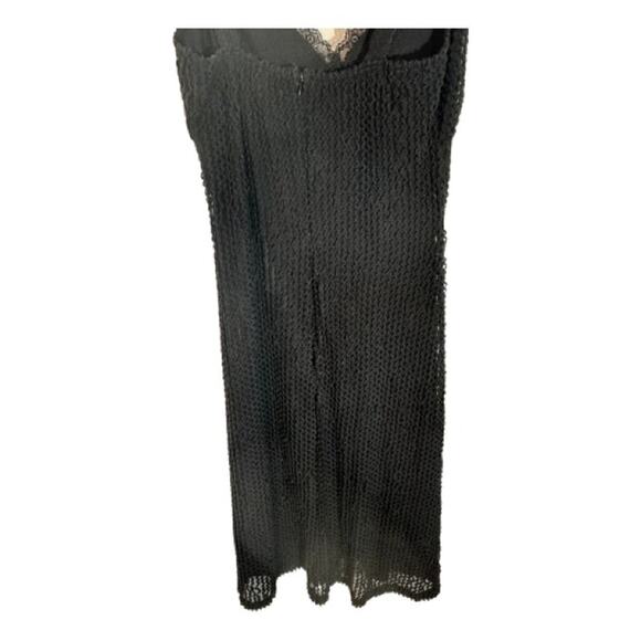 Vintage Bisou Bisou Ribbed lace Trim Bodycon Black Goth Dress Large - Picture 11 of 16